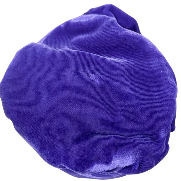 Vintage 1960s Purple Velveteen Hat Pleated Brim Cloche Style main image 5